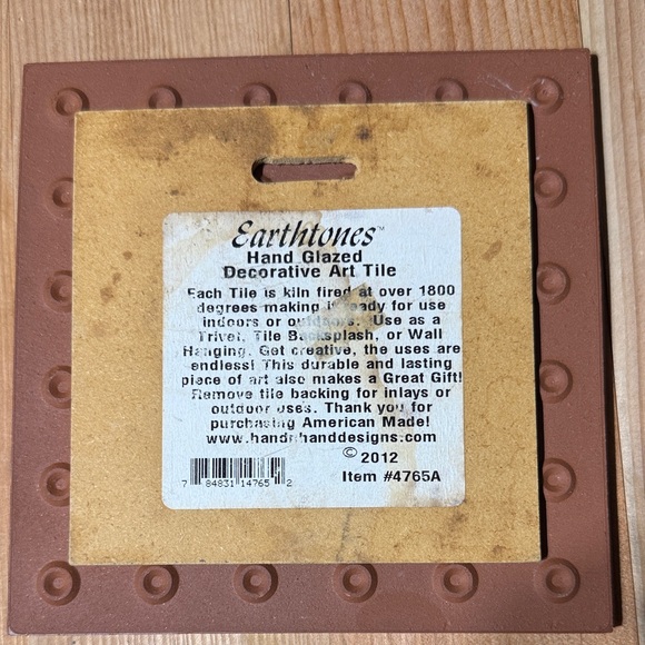 2012 Earthtones Hand Glazed Decorative Art Tile with Hummingbird Design - Picture 2 of 2